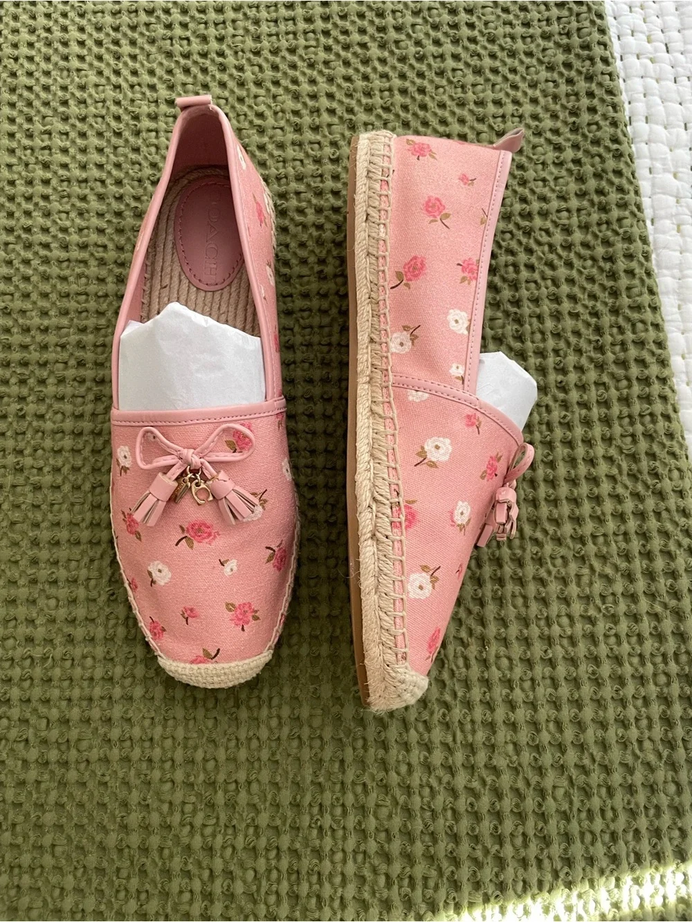 Coach Pink Floral Slip-On Espadrille Loafers - Women's